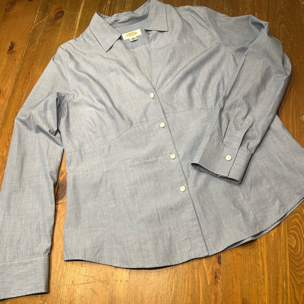 Plus Size Euc Talbots Fitted Blue Button Front 10… - image 1